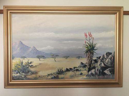 SA LISTED ARTIST - WIM BAARTMAN (1919-1985) ORIGINAL LANDSCAPE OIL ON BOARD IN BEAUTIFUL GOLD FRAME