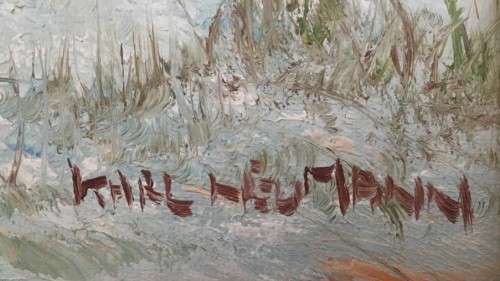 KARL NEUMANN (1891-1985) - ORIGINAL SEA SCAPE OIL CANVAS PAINTING ON BOARD IN GOLD FRAME