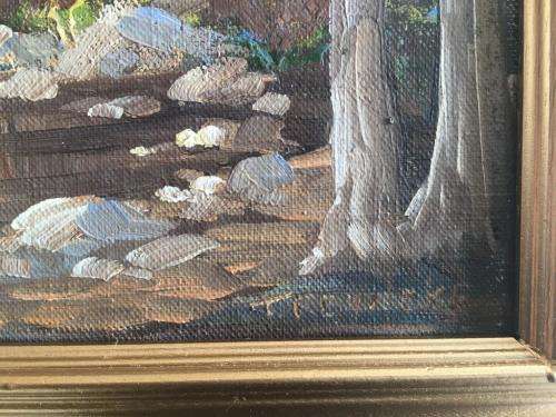 T REYNEKE - ORIGINAL MOUNTAIN LANDSCAPE OIL CANVAS PAINTING ATTACHED TO BOARD