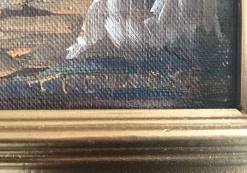 T REYNEKE - ORIGINAL MOUNTAIN LANDSCAPE OIL CANVAS PAINTING ATTACHED TO BOARD