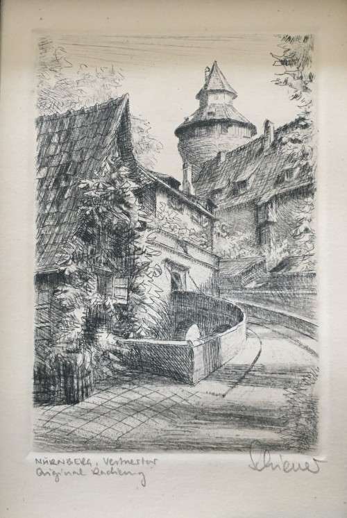RARE EARLY WORK OF FAMOUS ARTIST DAVID SCHNEUER (1905-1988) ORIGINAL ETCHING WITH SIGNATURE