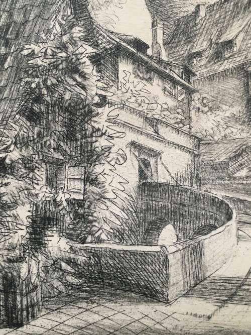 RARE EARLY WORK OF FAMOUS ARTIST DAVID SCHNEUER (1905-1988) ORIGINAL ETCHING WITH SIGNATURE
