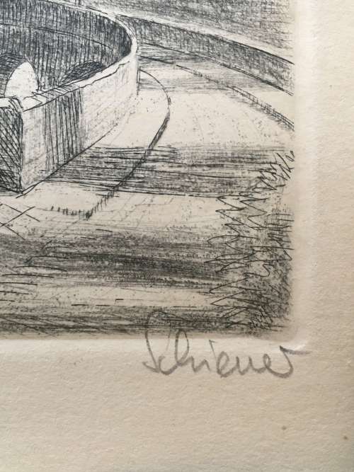 RARE EARLY WORK OF FAMOUS ARTIST DAVID SCHNEUER (1905-1988) ORIGINAL ETCHING WITH SIGNATURE