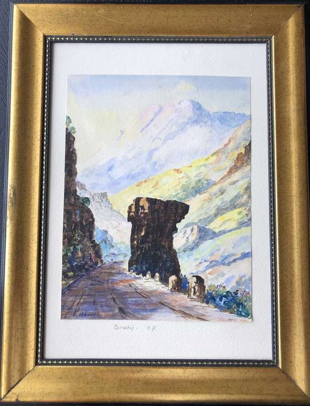 RARE - 1941 F. HILDEBRAND ORIGINAL BAINSKLOOF CAPE TOWN WATERCOLOR/GOUACHE PAINTING BEHIND GLASS