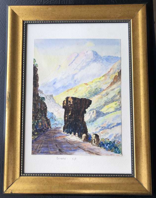 RARE - 1941 F. HILDEBRAND ORIGINAL BAINSKLOOF CAPE TOWN WATERCOLOR/GOUACHE PAINTING BEHIND GLASS