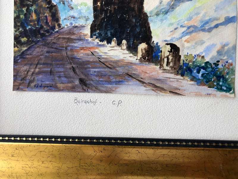 RARE - 1941 F. HILDEBRAND ORIGINAL BAINSKLOOF CAPE TOWN WATERCOLOR/GOUACHE PAINTING BEHIND GLASS