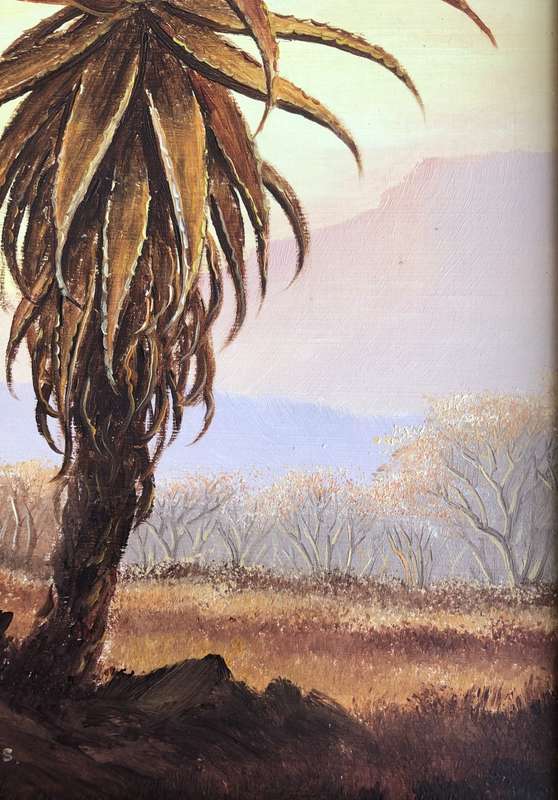 ORIGINAL BY WELL KNOWN ARTIST PAULA VAN EMMENIS - ALOE OIL ON BOARD