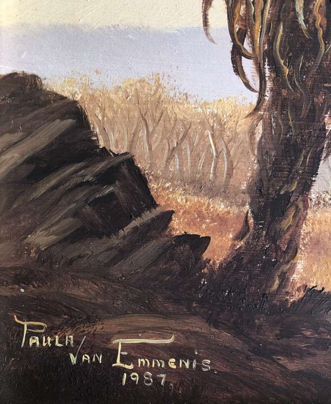 ORIGINAL BY WELL KNOWN ARTIST PAULA VAN EMMENIS - ALOE OIL ON BOARD
