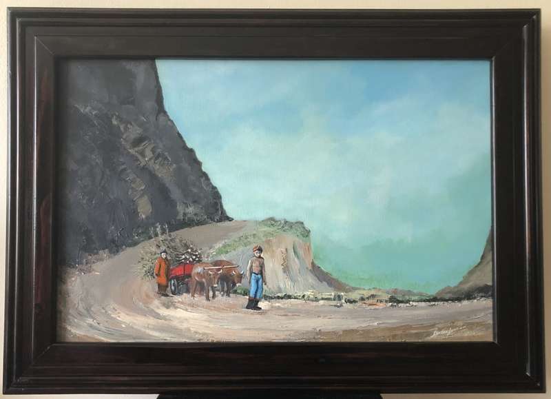 ORIGINAL SOUTH AFRICAN ARTIST - LYNDEN LUND - HUGE  OIL PAINTING ON CANVAS `ON THE PASS`