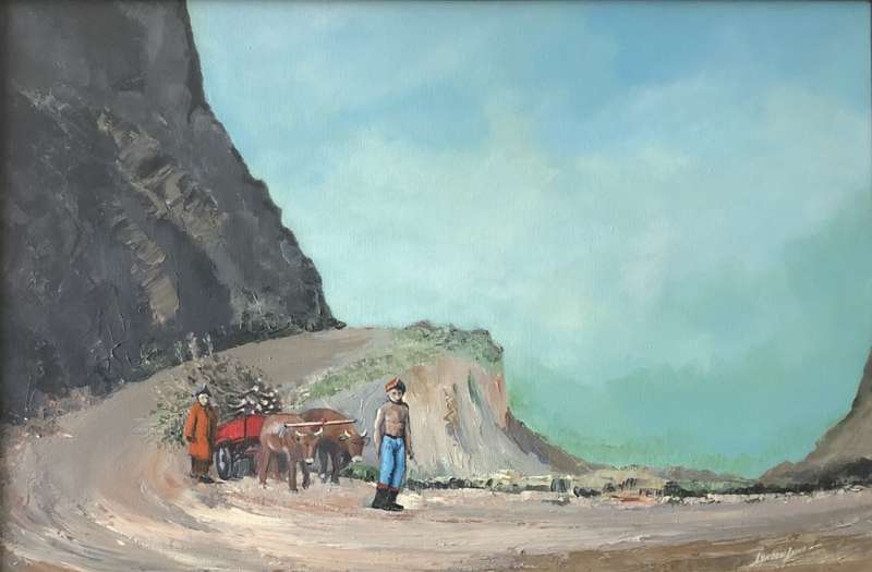 ORIGINAL SOUTH AFRICAN ARTIST - LYNDEN LUND - HUGE  OIL PAINTING ON CANVAS `ON THE PASS`