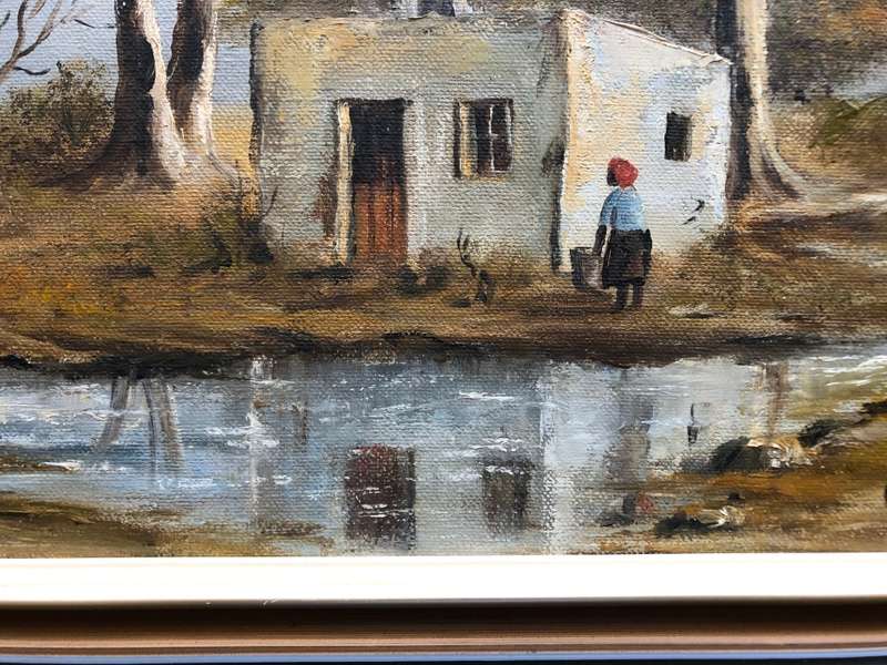 BEAUTIFUL ORIGINAL OIL ON BOARD -  `RURAL DWELLING`