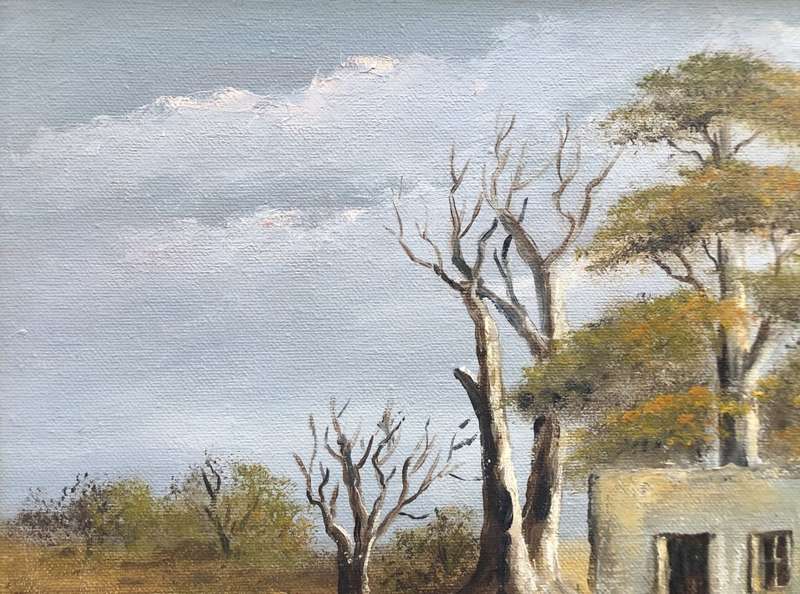 BEAUTIFUL ORIGINAL OIL ON BOARD -  `RURAL DWELLING`