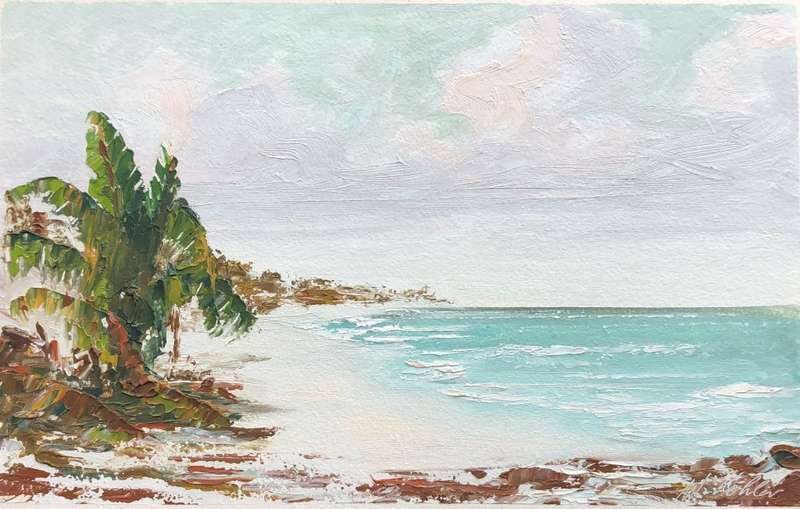 ORIGINAL W. KOHLER  SEASCAPE - OIL PAINTING ON BOARD IN GOLD FRAME