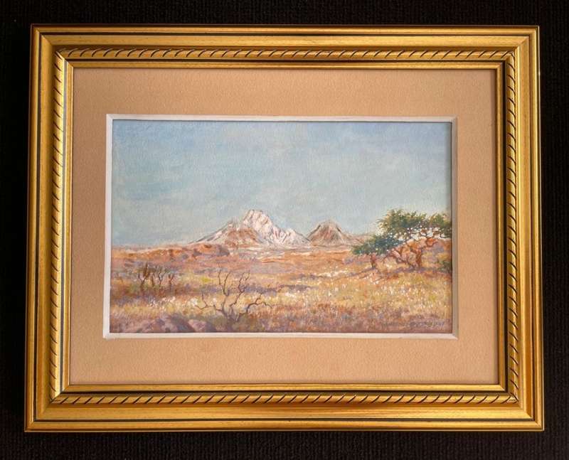 ORIGINAL JOHANNES BLATT (1905-1972) WATERCOLOUR DATED 1937 - SIGNED-INSCRIBED- NAMIBIAN LANDSCAPE
