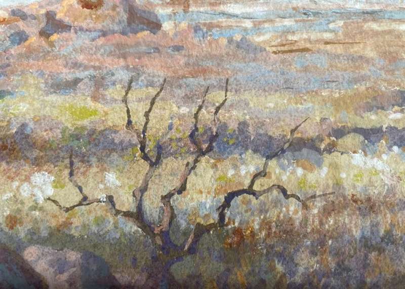 ORIGINAL JOHANNES BLATT (1905-1972) WATERCOLOUR DATED 1937 - SIGNED-INSCRIBED- NAMIBIAN LANDSCAPE