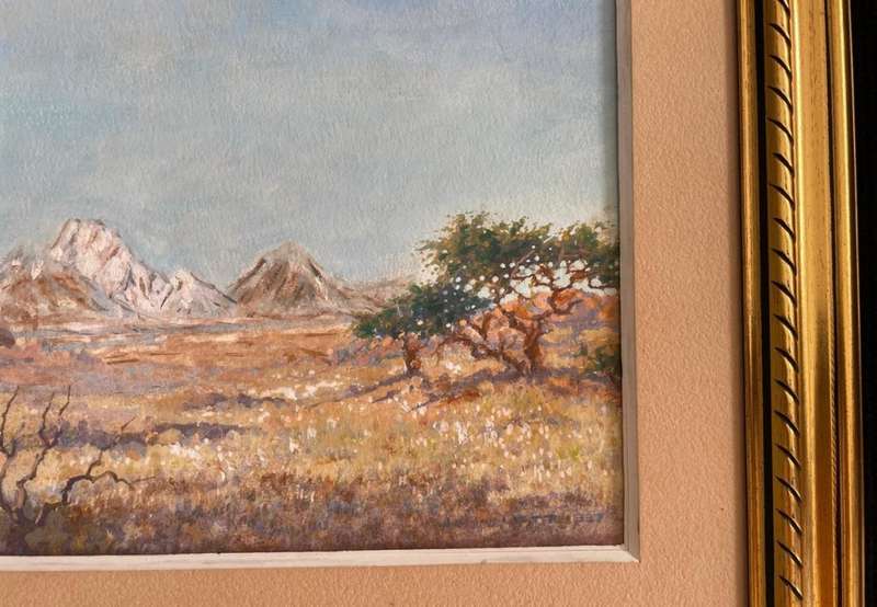 ORIGINAL JOHANNES BLATT (1905-1972) WATERCOLOUR DATED 1937 - SIGNED-INSCRIBED- NAMIBIAN LANDSCAPE