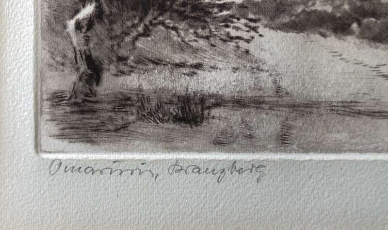 ORIGINAL JOHANNES BLATT (1905-1972) NAMIBIAN ETCHING - SIGNED AND INSCRIBED