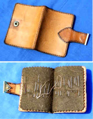 Original WW II Sewing Kit in Leather Booklet