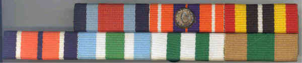 Seven-Ribbon Bar with Silver Cunene Clasp Emblem on Pro Patria Medal Ribbon