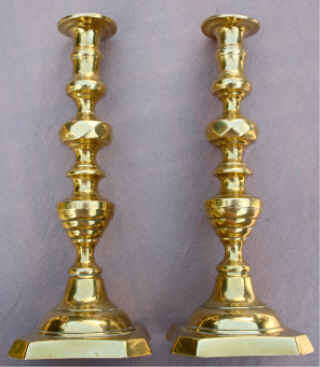 Beautiful Pair of very old Brass Candle Sticks