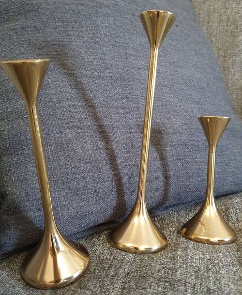 3 Brass Candlestick holders