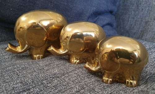 3 Solid Brass Elephants