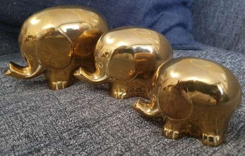 3 Solid Brass Elephants
