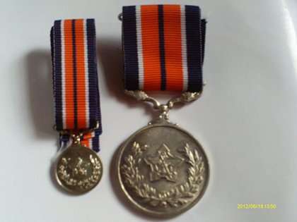 SADF General Service medal with miniature. Numbered