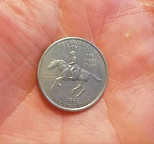 Rare 1787, 1999 `D` Delaware First State Quarter Dollar With Caeser Rodney