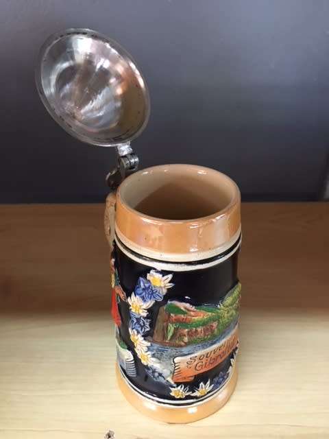 Antique German Beer Stein/Mug (Lidded) Edelweiss Dancing Couple 1931
