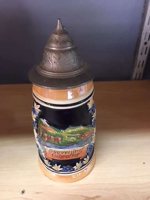 Antique German Beer Stein/Mug (Lidded) Edelweiss Dancing Couple 1931