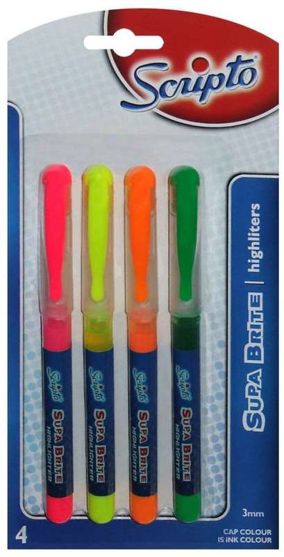 Scripto Highlighters 4's Supa Brite