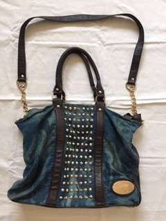 Soviet Denim Studded Oversized Handbag
