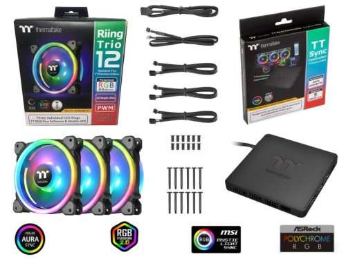 aRGB SYNC KIT - Thermaltake Riing Trio 12Radiator Fan TT Premium Edition (3-Fan Pack)