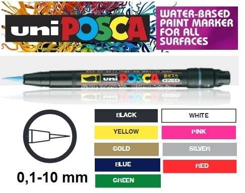 Uni Posca Paint Marker-0.1-10mm Brush Tip PCF350 - WHITE