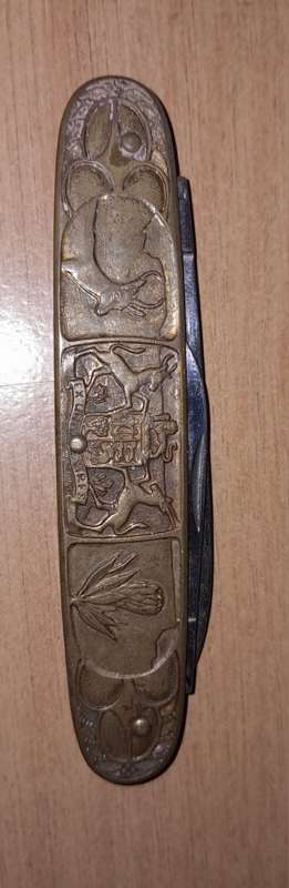 1652-1952 Johan van Riebeeck festival brass handle pocket knife - Inox