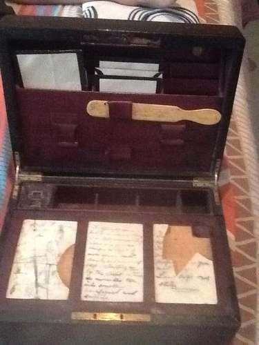 Old wooden stationary box