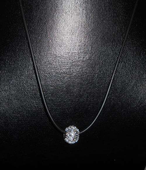 Beautiful Diamante "Ball" Pendant on Black Chain