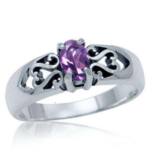 Gorgeous Natural Amethyst SOLID 925 Sterling Silver Victorian Style Ring 6