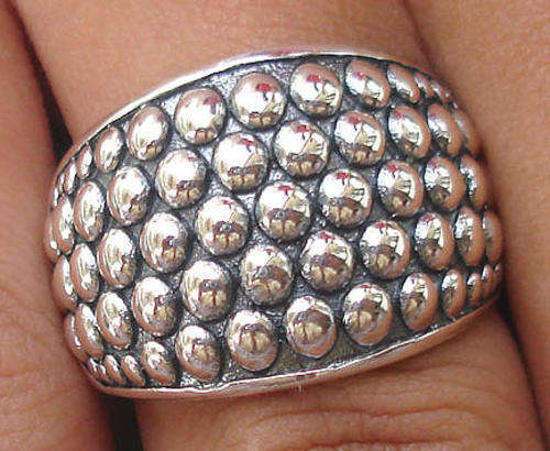 BEAUTIFUL WIDE BAND SOLID .925 STERLING SILVER RING SIZE 7 (N)