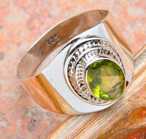 BEAUTIFUL GREEN QUARTZ SOLID .925 STERLING SILVER RING SIZE 6.5