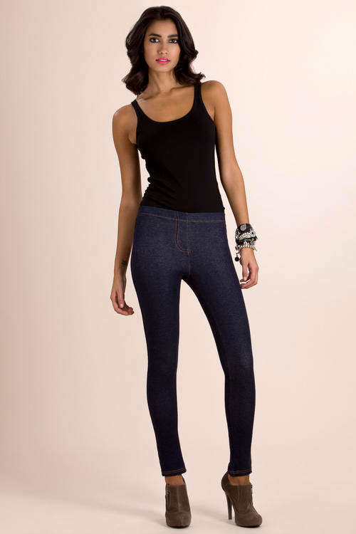 BLACK DENIM LOOK STUDS DETAILED  TIGHT  LEGGINGS FITS SIZE  8-16 (Read item Description)