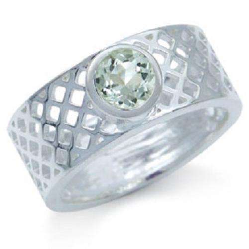 1.40ct. Natural Green Amethyst SOLID 925 Sterling Silver Filigree Ring Size 8