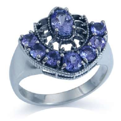 [R12,500] 1.58ct. Natural Tanzanite SOLID 925 Sterling Silver Filigree Ring Size 6.75