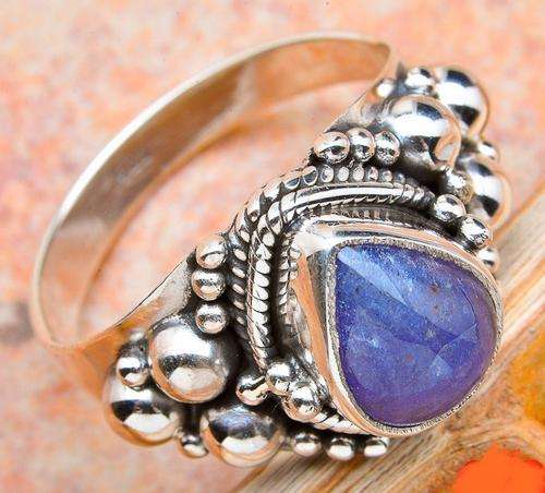 NATURAL TANZANITE SOLID .925 STERLING SILVER RING SIZE 8