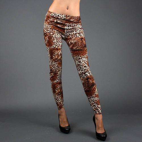 SEXY BROWN/BEIGE LEOPARD PRINT LEGGINGS FITS   8-14