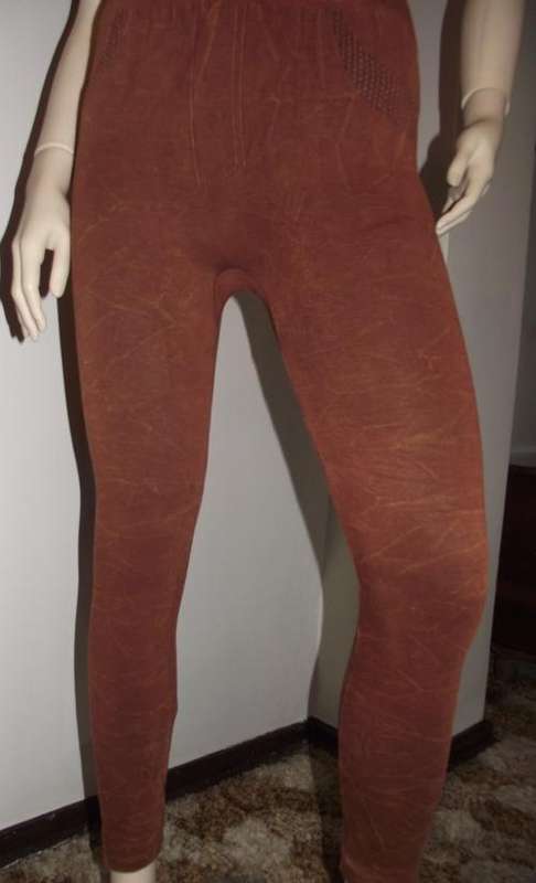 THICK Rust Color  Rock Washed Faux Denim Leggings  8-12