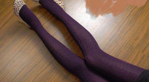 OPAQUE PURPLE  WARM  KNITTED CABLE TIGHTS WINTER PANTYHOSE FITS  SIZES 6-12