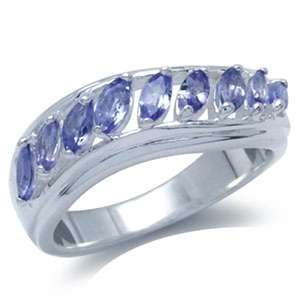 Gorgeous Natural Tanzanite SOLID 925 Sterling Silver Journey Ring Size 7