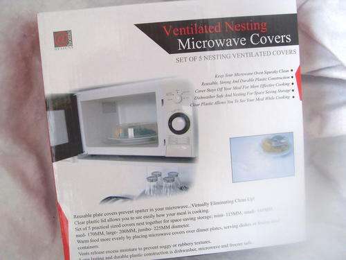 SET OF 5 ASSORTED SIZE (nesting) VENTILATED MICROWAVE PLATE COVERS